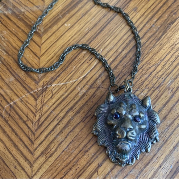 Vintage lion head necklace pendant pin Lannister - Picture 2 of 7